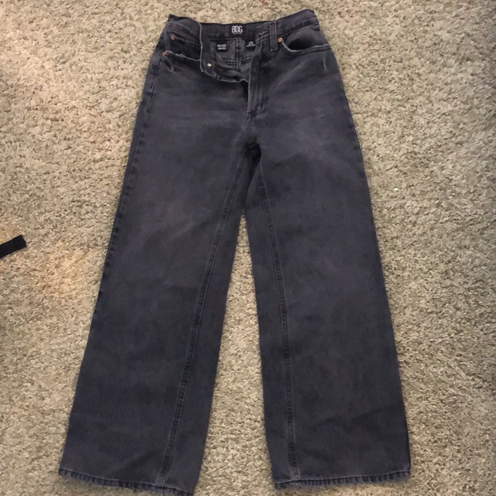 BDG Black faded denim wide leg jeans